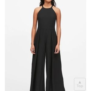 Halter Wide-Leg Jumpsuit, Black, Banana Republic